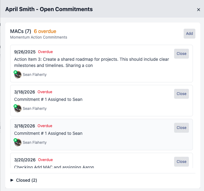 Open commitments